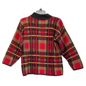 Croquet Club Womens M Red/Fall Holiday Plaid Knit Mock Neck Vintage Sweat